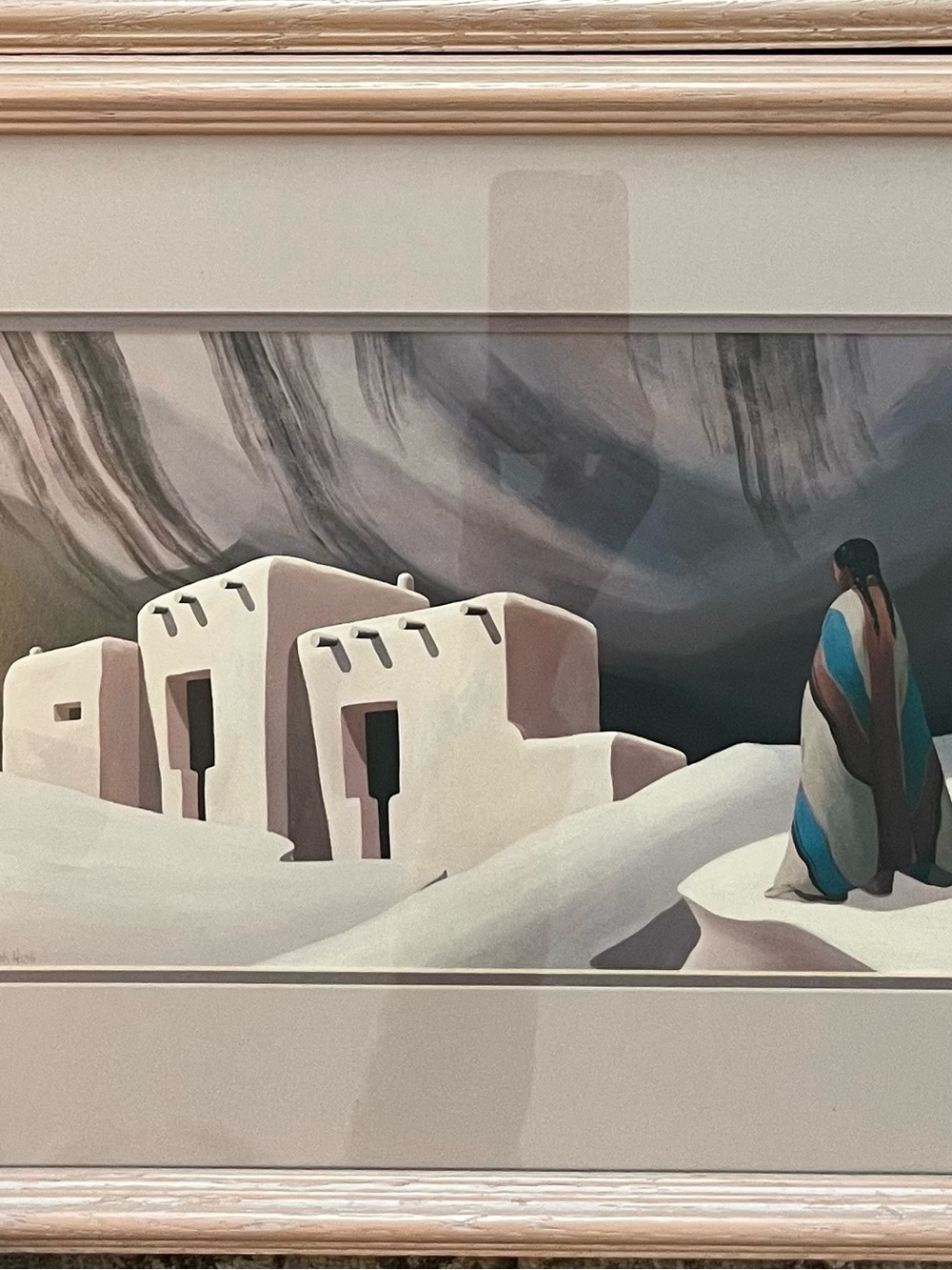 Deborah Hiatt - Framed Desert Adobe Scene Wall Art - Neutral & Teal